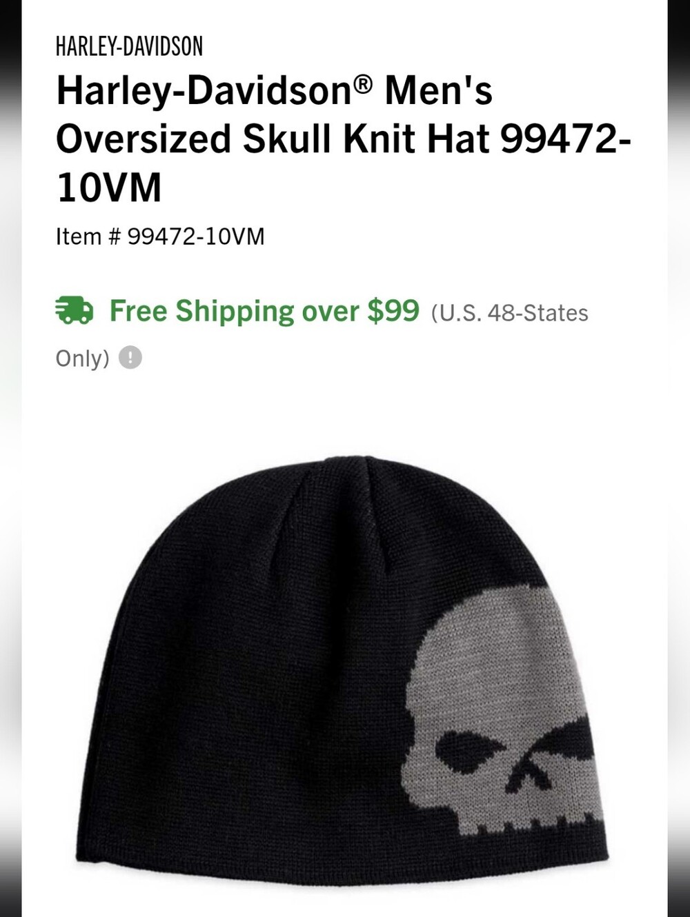 Harley-Davidson Black & Gray Skull Knit Beanie